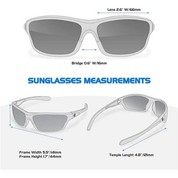 Polarized Wrap Around Sport Sunglasses for Men Women UV400 Sports Sun Glasses - Picture 6 of 6